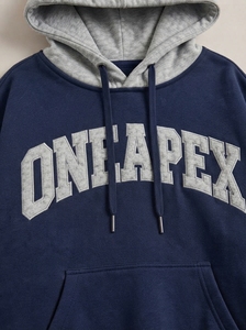 Custom <b>Navy</b> Grey <b>Hoodie</b> Men's Pullover Hooded Sweatshirt Streetwear Cotton Fleece Contrast Sleeve ONEAPEX Fashion Wholesale OEMs - Product Image 5