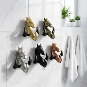 KELLTON Porte-clés mural multifonction moderne en zinc en forme de tête de cheval, support décoratif, crochets pour clés, organisateur, décoration intérieure - Product Image 5