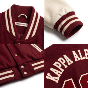 Wholesale Custom Varsity Jacket <b>Mens</b> Heavyweight Wool and Genuine Leather Letterman Coat Drop Shoulder Streetwear Bomber - Product Image 4
