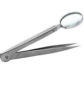 Pinzas de Vidrio para Pestañas, Pinzas Premium para Extensión de Pestañas con Lupa, Punta Curva Fina - 13 cm - Product Image 1