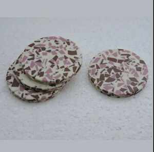 White <b>Wood</b> <b>Coaster</b> and Customized Size and 5mm Thickness and Cheap Price with Gold Design Piece and Handmade Use - Product Image 3