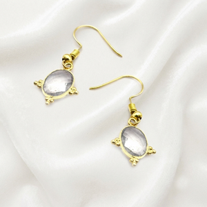 Ratnarachit Gold Plated Brass Wire <b>Wrapped</b> <b>Black</b> Onyx Oval Briolette Earrings (8x10mm) Minimalist Women's Gift - Product Image 6