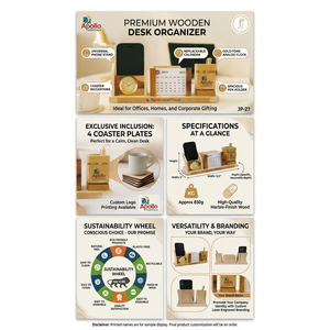 Luxury Solid Wood Table <b>Top</b> Surface with Personalization and Printing for Promotional Office Use - Product Image 2