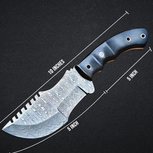 Handmade Hunting Tracker Knife with Straight Back Blade in Damascus Steel Walnut Wooden Handle Leather Sheath 10 Overall Length - Product Image 4