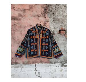 Chaqueta de terciopelo bordada estilo bohemio súper fino indio, abrigo de lujo, chaqueta artesanal Suzani - Product Image 1