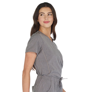 Custom Knitted Women's <b>Scrub</b> <b>Tops</b> Short Sleeve V Neck Pockets Design Wholesale Factory Price Nursing Wear - Product Image 5
