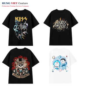 T-shirt en coton vintage à blocs de couleurs unisexe pour streetwear avec impression de bande personnalisée et livraison rapide - Product Image 1