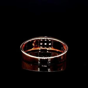 Bague de cocktail hip-hop moderne géométrique en or rose plaqué or massif 14 carats avec diamant de laboratoire certifié IGI, bijoux de mariage unisexe - Product Image 3