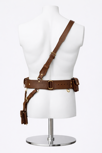 Ceinture en cuir véritable marron, bandoulière réglable, confortable, accessoire de tenue formelle pour événements et fonctions - Product Image 2