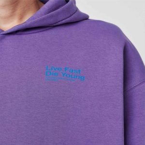 Sweat à capuche violet pour homme, coupe ample, en molleton épais, personnalisable, style streetwear, vente en gros - Product Image 6