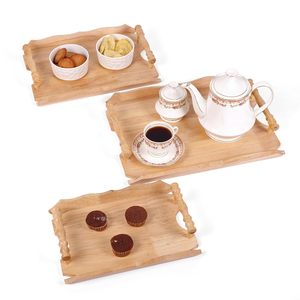 Plateau de service rectangulaire en bois de caoutchouc de qualité supérieure, fait main, pour la maison, la cuisine, la table de café, la décoration, les collations, le café - Product Image 1