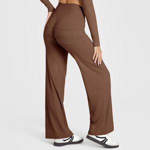 Leggings de yoga pour femmes à taille haute élastique, amples, évasés, pleine longueur, confortables, respirants, séchage rapide, en Spandex/Nylon, pour la maison - Product Image 2