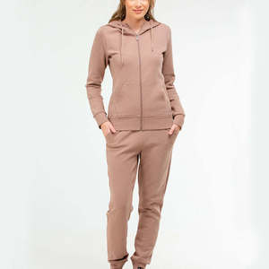 <b>Women's</b> 2 Piece Zip Up Sweat <b>Suits</b> Fall <b>Lounge</b> Set Oversized Hoodie Wide Leg Sweatpants Airport Travel Outfits Bulk Price Custom - Product Image 5