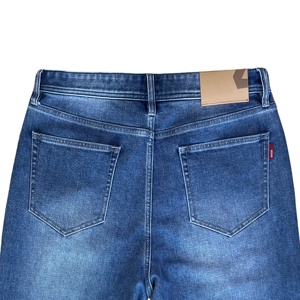 Jeans décontractés pour hommes 100 % coton, coupe droite, taille mi-haute, bleu délavé aux enzymes, personnalisables, pour printemps et automne, offre ODM - Product Image 3