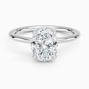 Anillo BOJ 098 con Corte Ovalado, Plata 925, Engaste de Puntas con Halo, Anillo Solitario con Diamante de 2ct, Color D, VVS1, Moissanita, Certificado GRA, en Oferta - Product Image 1