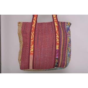 Indian Cotton Kantha Tote <b>Bag</b> Handmade Vintage Boho Shoulder Reusable Shopping Large Capacity Eco-Friendly Unisex Gift - Product Image 2