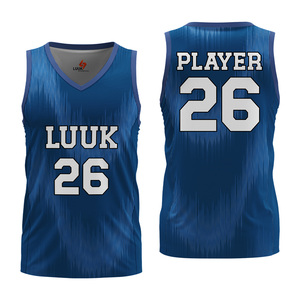 เสื้อบาสเก็ตบอลแขนกุดคอวี พิมพ์ลายแบบ Dye Sublimation  ชุดทีมกีฬา  รับผลิตแบบ OEM ODM พร้อมสกรีนโลโก้ตามสั่ง - Product Image 1
