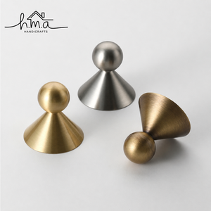 Modern Ball Top Cone Base Brass Cabinet Knob Minimalist <b>Drawer</b> <b>Pull</b> Wardrobe Dresser Furniture Hardware Accent - Product Image 1