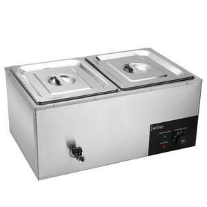 ZOKOP 110V 600W Équipement de maintien au chaud des aliments 10L*2 en acier inoxydable, chauffe-plats double pour soupes et plats préparés, couleur argent - Product Image 1