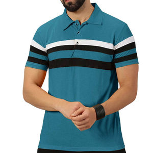 Polo athlétique homme à manches courtes en coton, grandes tailles, combinaison de couleurs, design en gros, en promotion - Product Image 1