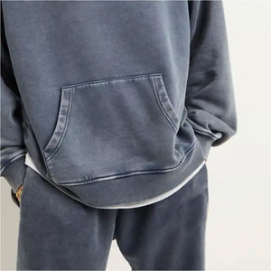 Sudadera con Capucha Oversize para Hombre, Color Liso, Forro Polar de Algodón, Ajuste Regular, Diseño con Bolsillos, Tejido de Punto, Capucha con Lavado Ácido, Ideal para Otoño - Product Image 6