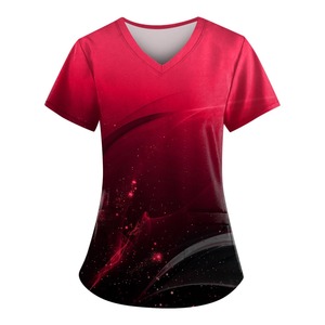 Blouses d'hôpital imprimées, mignonnes et professionnelles, unisexes, en tissu doux tricoté polyester/coton pour un confort tout au long de la journée - Product Image 2