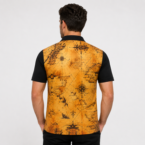 Camiseta Polo Deportiva de Secado Rápido Personalizada para Hombre, Sublimación, Estampado de Mapa con Brújula Vintage, Transpirable, para Golf, Casual - Product Image 5