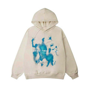 Prix FOB de gros 340 grammes Sweat à capuche personnalisé avec impression en relief, coupe oversize à épaules tombantes, en molleton épais - Product Image 1