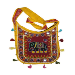 Bolso de Hombro Étnico con Parche de Elefante para Mujer, Bolso Bordado Bohemio Hecho a Mano, Bolso Bandolera Tradicional para Viaje - Product Image 3