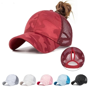 Womens Ponytail Messy Bun Camo Baseball <b>Cap</b> High Bun Breathable Mesh Back Adjustable Outdoor Sports Trucker <b>Hat</b> - Product Image 1