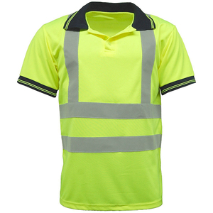 Hi Vis Reflective <b>Polo</b> Shirts High Visibility Safety Short Sleeve <b>Polo</b> Shirt with Black Bottom <b>Orange</b> Yellow Reflective T-Shirt - Product Image 4