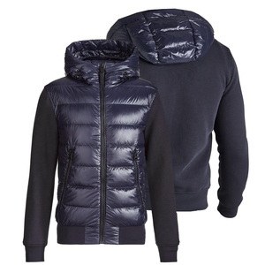Chaqueta Acolchada con Capucha para Hombre, Azul Oscuro, Poliéster, Resistente al Viento, Cierre Frontal con Cremallera, Abrigo Casual de Invierno con Dos Bolsillos Laterales - Product Image 3