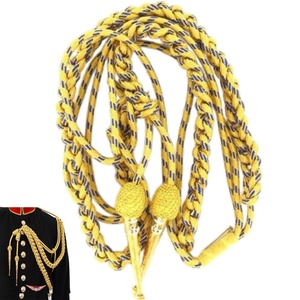 Gold <b>Braided</b> Aiguillette with Metal Tips Gold <b>Cord</b> Two Brass Gold Plated Tips - Product Image 5