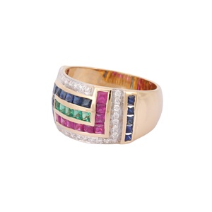 Nhẫn Kim Cương Sapphire Ngọc Lục Bảo Quý Giá Tự Nhiên Thịnh Hành Nhẫn Cưới Vàng 18K Trang Sức Nam Nữ Bán Sỉ - Product Image 2