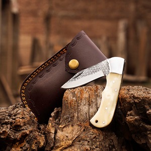 Custom Handmade Industrial/DIY Grade Utility Pocket Folding <b>Knife</b> 7.5 Inch Stainless Steel <b>Bone</b> <b>Handle</b> Straight Clip OEM - Product Image 5