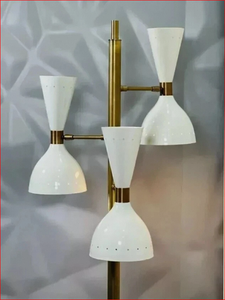 Lampe sur pied en laiton avec abat-jour conique, luminaire moderne en métal pour la maison et le bureau - Product Image 3