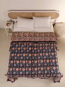 Bohemian Embroidered Floral <b>Quilt</b> Organic Cotton Handmade All Season Home Decor <b>Bedding</b> - Product Image 5
