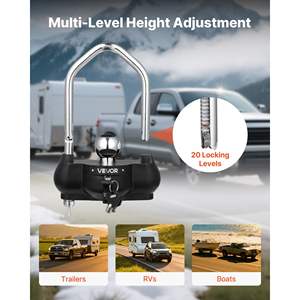 Verrou de remorque robuste noir antivol avec 3 clés, hauteur réglable, résistant à l'effraction pour attaches de 1-7/8 à 2-5/16 pouces, compatible avec les VR - Product Image 6