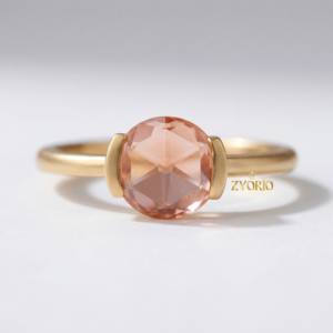 Anillo de compromiso solitario de oro macizo con diamante talla rosa, elegante para fiesta de bodas, propuesta de matrimonio, joyería fina para mujer, regalo. - Product Image 2
