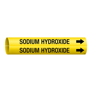Marqueur de tuyau à clipser Brady pour la signalisation des process chimiques, style panneau de signalisation pour l'hydroxyde de sodium - Product Image 2
