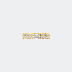 Anillo de diamantes con pavé y esmeralda solitaria de 1.00 quilates - Product Image 4