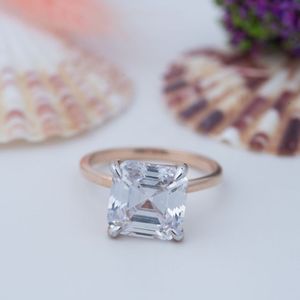 Ensemble de bagues de fiançailles en argent sterling 925 avec moissanite taille princesse, bijoux fins tendance en gros pour alliances certifiées - Product Image 1