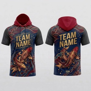 เสื้อเชิ้ตมีฮู้ดแบบกำหนดเอง แขนสั้น 100% โพลีเอสเตอร์ น้ำหนักเบา ชุดทีม OEM ชื่อและหมายเลข ชุดกีฬา - Product Image 1