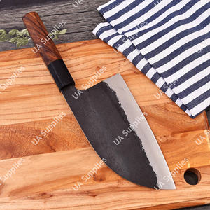 Cuchillo de carnicero serbio de acero inoxidable forjado de alta resistencia, ambidiestro, ergonómico, con mango de palisandro, para cortar carne pesada, estilo vintage. - Product Image 4