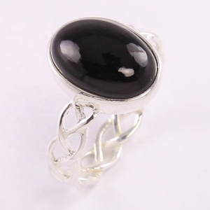 Sólido 925 plata esterlina Natural negro ónix cabujón piedra preciosa anillo hecho a mano joyería plata esterlina 925 anillo estampado joyería - Product Image 2