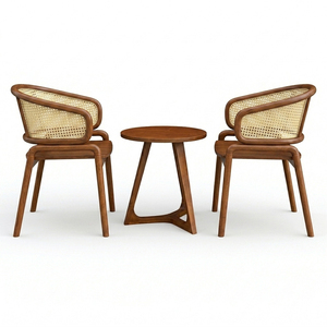 Serenity - Salon de jardin en teck et rotin de qualité supérieure, style rustique moderne, dossier en teck massif, non pliable, pour terrasse extérieure - Product Image 2