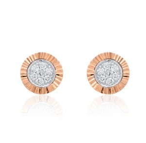 Pendientes contemporáneos de oro rosa con diamantes naturales para mujer, ajuste regular, elegantes, ligeros, joyería de moda - Product Image 5