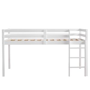 Letto a castello in legno di pino con traliccio e scaletta dritta, bianco - per bambini - Product Image 3
