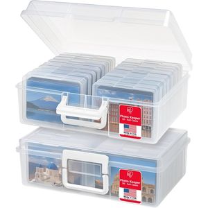 2-Pack Picture <b>Storage</b> <b>Box</b> with Handle 16 Inner Cases <b>Paper</b> & Media Organizers - Product Image 1