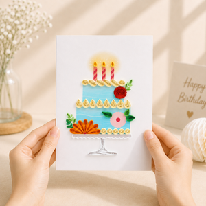 Carte de vœux artisanale personnalisée en papier, style quilling, pour anniversaire, colorée, de luxe, vente en gros, papeterie, fabrication de cartes cadeaux OEM - Product Image 1